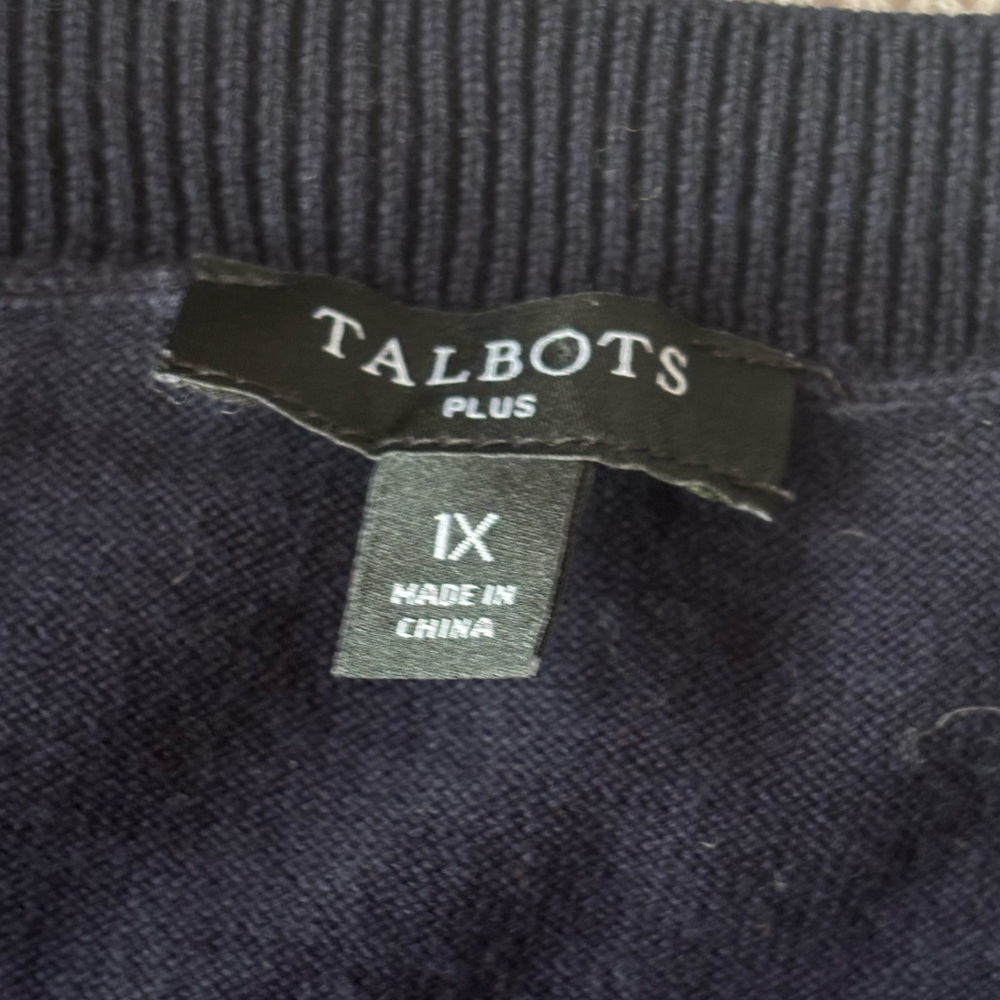 Talbots Navy Sweater with Multicolor Heart Design - Picture 2 of 3